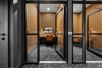 Office area with desk and chair